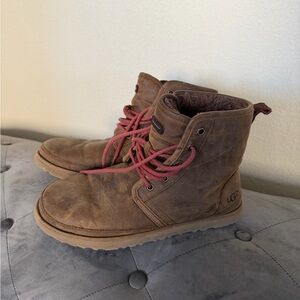 UGG Tan Boots with Red Laces